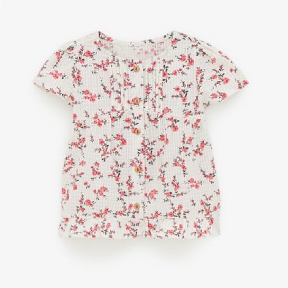 Zara floral print button down shirt, size 2-3y